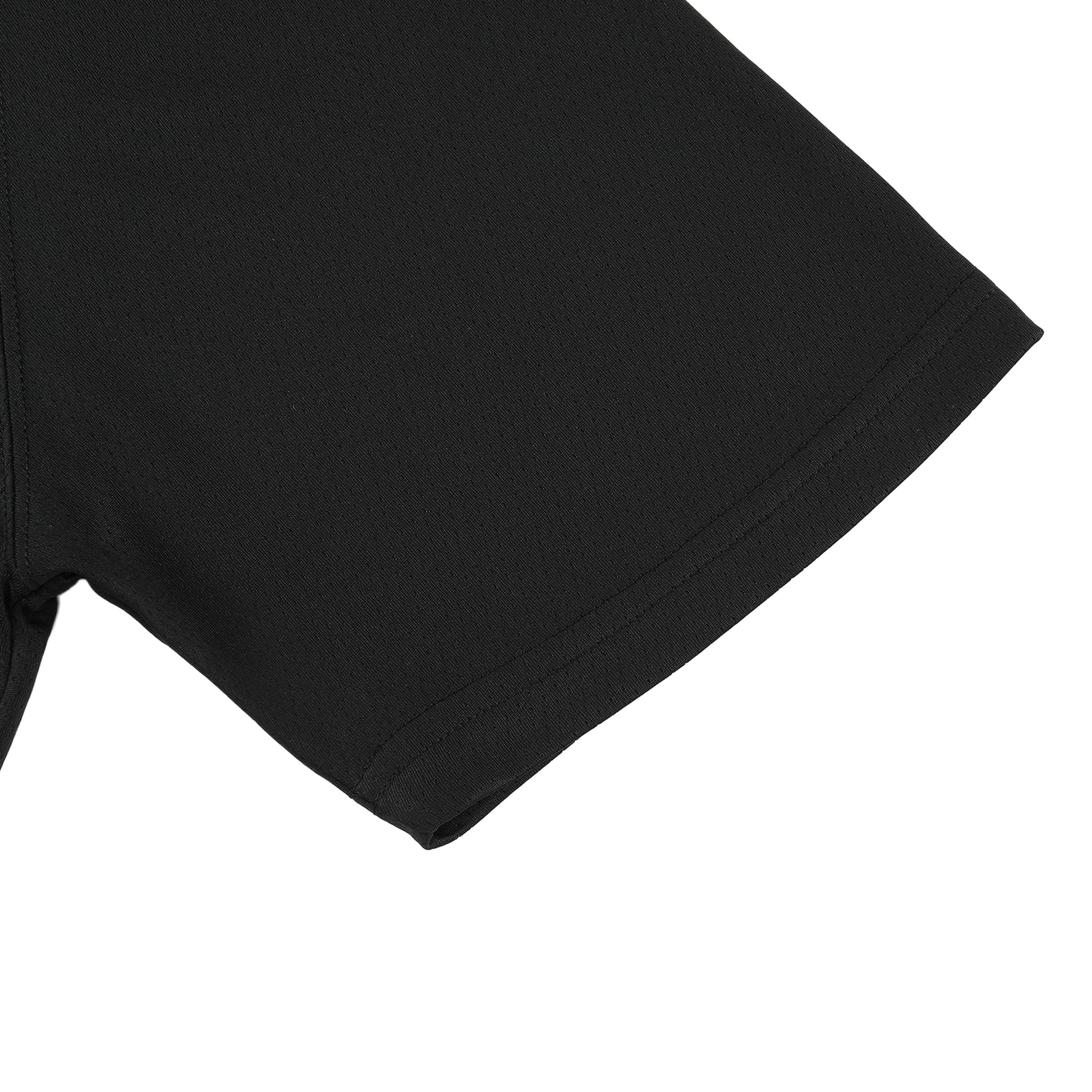 Close-up of a black sleeve on a white background