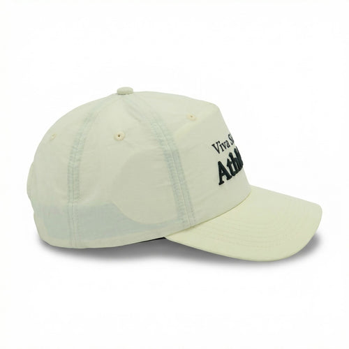 Viva Siempre The Restart Hat Bone White side view showing VIVA SIEMPRE panels
