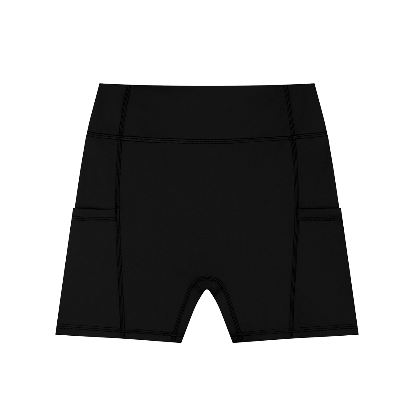 Black athletic shorts on a white background